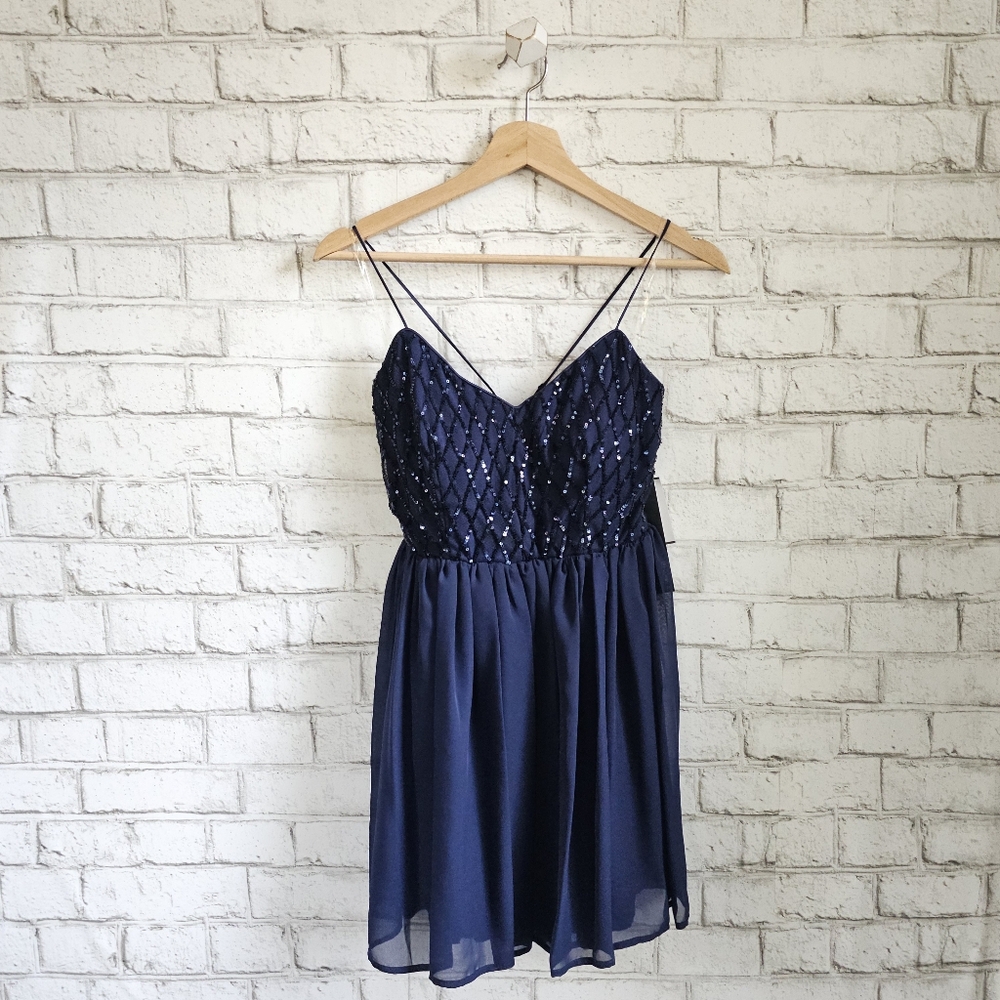 ☆ TRIXXI Navy Sequin Party Dress, S ☆